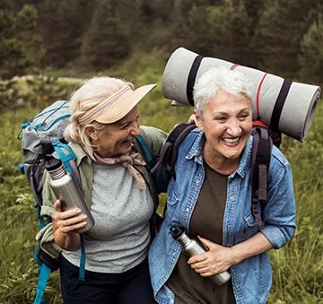 two old women hiking